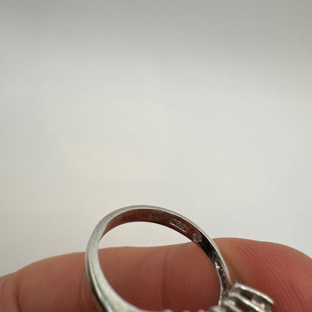 Sterling Silver Sapphire & CZ Statement Ring – Size 7 - Picture 10 of 11